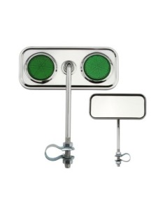 Rectangle Mirror Chrome Green Reflectors.